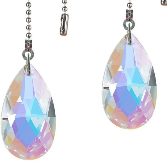 NWT 2 PCS Crystal AB Coating Ceiling Fan Pull Chain Extender Prisms Drop - Picture 7 of 7